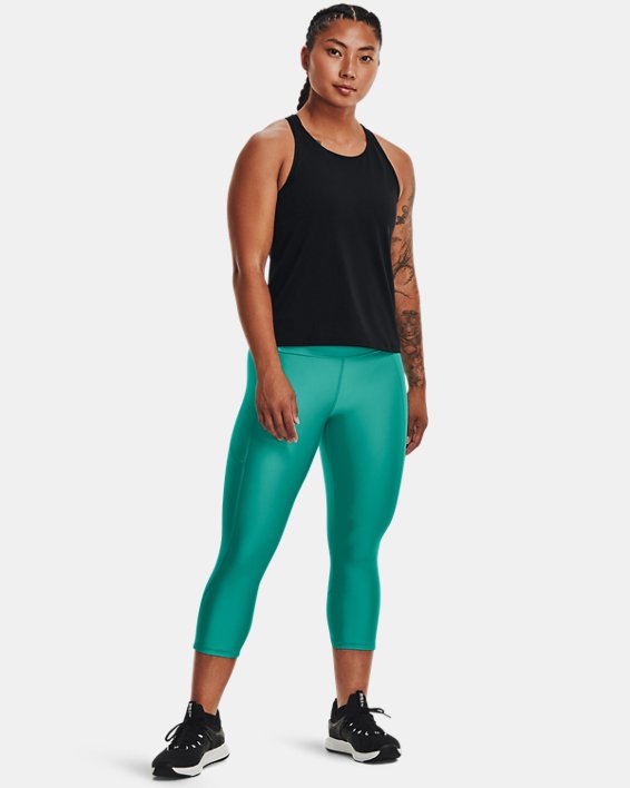 Women's HeatGear® No-Slip Waistband Capris, Green, pdpMainDesktop image number 2